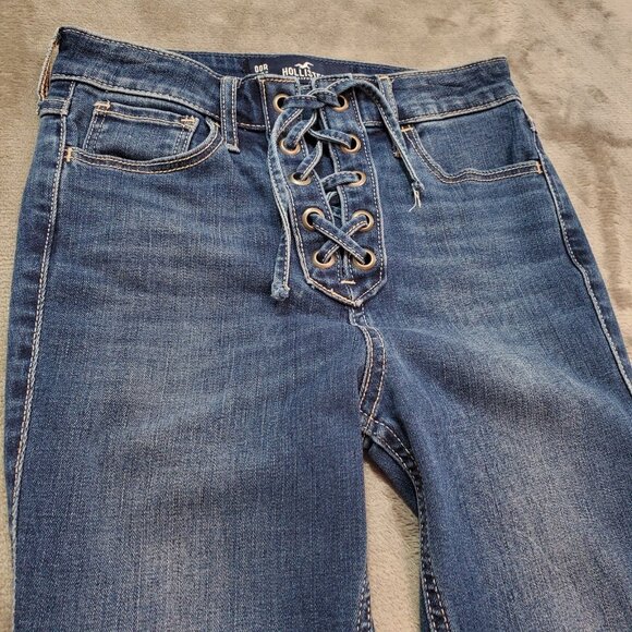 Hollister Denim - HOLLISTER Jeans Size 00R High Rise Crop Super Skinny Stretch 23x26 Lace Up 90s
